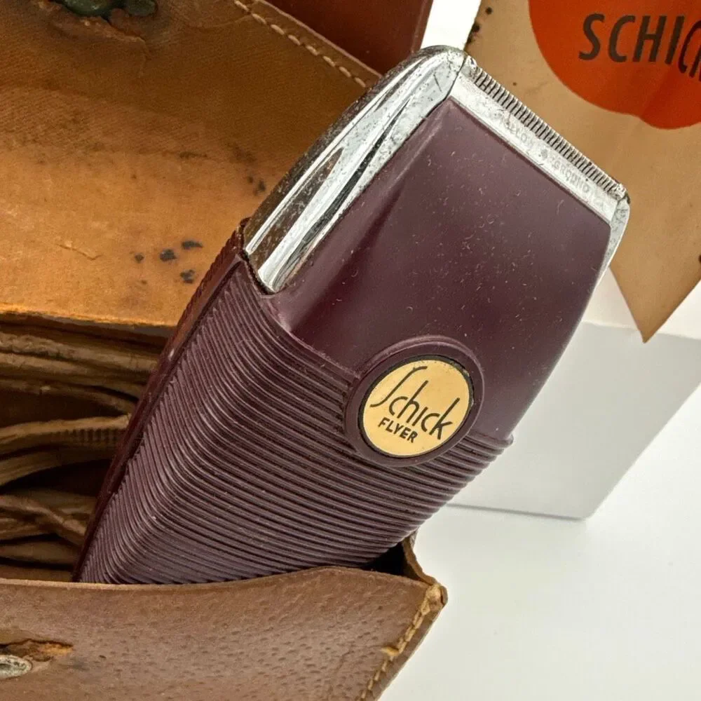 1950s Schick Flyer Electric Dry Shaver with Box Case Manual‎ USA Made As Is